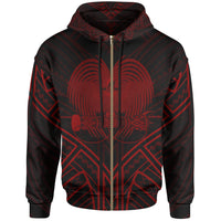 Papua New Guinea Zip Hoodie Papua New Guinea Seal Red Tribal Patterns Unisex White - Polynesian Pride