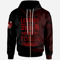 Tonga Zip Hoodie Legends Are Born In Red Color Unisex Red - Polynesian Pride