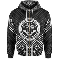 Federated States of Micronesia Zip Hoodie Federated States of Micronesia Seal Black Tribal Patterns Unisex Black - Polynesian Pride