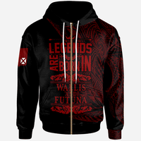 Wallis & Futuna Zip Hoodie Legends Are Born In Red Color Unisex Red - Polynesian Pride