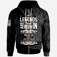 Wallis & Futuna Zip Hoodie Legends Are Born In White Color Unisex White - Polynesian Pride
