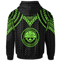 Federated States of Micronesia Custom Zip up Hoodie Polynesian Armor Style Green - Polynesian Pride