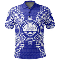 Federated States of Micronesian Polo Shirt Federated States of Micronesian Seal Map Polynesian Tattoo Blue Unisex Blue - Polynesian Pride