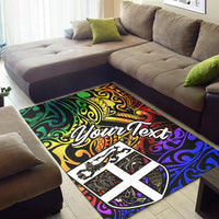 Fiji Custom Personalised Area Rug - Rainbow Polynesian Pattern - Polynesian Pride