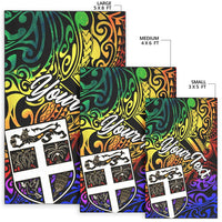 Fiji Custom Personalised Area Rug - Rainbow Polynesian Pattern - Polynesian Pride