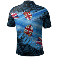 Fiji Polo Shirt Vitian Flag In Brush - Polynesian Pride