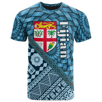 Fiji T Shirt Tapa Patterns With Bamboo Unisex Blue - Polynesian Pride