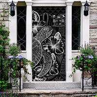 Fiji Door Cover Turtle Hibiscus Black Black - Polynesian Pride