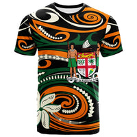 Fiji T Shirt Vortex Style Unisex Orange - Polynesian Pride