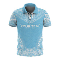 Fiji Custom Polo Shirt Viti Coat Of Arms Polynesian Chief Tattoo Blue Version Unisex Blue - Polynesian Pride