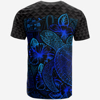 Fiji T Shirt Fijian Coat of Arms Turtle Hibiscus Blue - Polynesian Pride