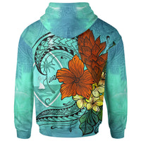 Guam Zip Hoodie Tropical Flowers Style - Polynesian Pride