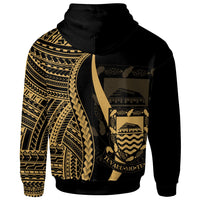 Tuvalu Zip up Hoodie Gold Tentacle Tribal Pattern - Polynesian Pride