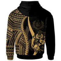 Tonga Custom Zip up Hoodie Gold Tentacle Tribal Pattern - Polynesian Pride