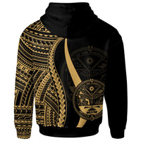Marshall Islands Zip up Hoodie Gold Tentacle Tribal Pattern Crest - Polynesian Pride