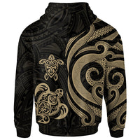 Kosrae Polynesian Zip up Hoodie Gold Tentacle Turtle - Polynesian Pride