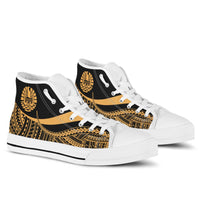 Tahiti High Top Shoes Gold - Polynesian Tentacle Tribal Pattern Unisex White - Polynesian Pride