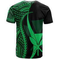 Hawaii T Shirt Kanaka Maoli Green Polynesian Tentacle Tribal Pattern - Polynesian Pride