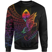 Guam Sweatshirt - Butterfly Polynesian Style Unisex Black - Polynesian Pride