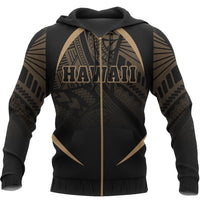 Hawaii Polynesian Zipper Hoodie Gold The Face Style - Polynesian Pride