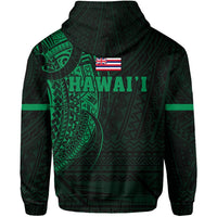 Polynesian Kakau Kanaka Flag of Hawaii Hoodie Green - Polynesian Pride