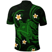 Hawaii Polo Shirt Hawaiian Turtle Plumeria Mixed Polynesian Green Style LT9 - Polynesian Pride