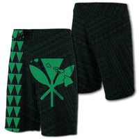 Hawaii Kakau Polynesian Kanaka Map Board Shorts - Green Men Green - Polynesian Pride