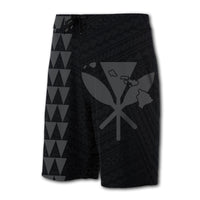 Hawaii Kakau Polynesian Kanaka Map Board Shorts - Grey - Polynesian Pride