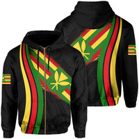 Hawaii Polynesian Kanaka Flag Hoodie Zip Grey Ten Style Unisex Beige - Polynesian Pride