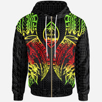 Guam Zip up Hoodie Polynesian Lion Head Reggae Style Unisex Reggae - Polynesian Pride