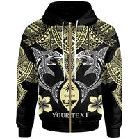 Guam Custom Zip up Hoodie Pacific Maori Pattern Sharks Unisex Black - Polynesian Pride