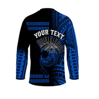 (Custom Personalised) Hawaii Hockey Jersey Kakau Warrior Helmet Gradient Blue Polynesian LT14 - Polynesian Pride
