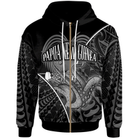 Papua New Guinea Zip Hoodie Octopus Style White Color Unisex White - Polynesian Pride