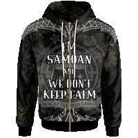 Samoa Polynesian Zip up Hoodie Keep Calm Style White Patterns Unisex White - Polynesian Pride