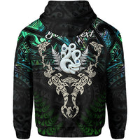 Custom Aotearoa Paua Shell Hoodie Maori Manaia and Fish LT13 - Polynesian Pride