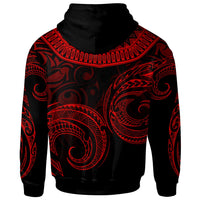 American Samoa Zip Hoodie Unique Serrated Texture Red - Polynesian Pride