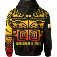 Marquesas Islands Tiki Zip Hoodie Gradient Marquesan Tattoo LT13 - Polynesian Pride
