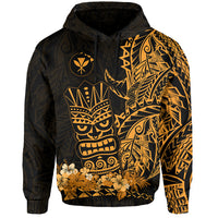 Hawaii Polynesian Hoodie Gold Tiki Masks Hawaiian LT13 Unisex Gold - Polynesian Pride