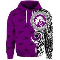 Custom Hawaii Hoodie Pearl City High Tribal Kakau Tonga Flag LT13 Unisex Purple - Polynesian Pride