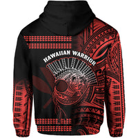 Hawaii Hoodie Kakau Warrior Helmet Gradient Red Polynesian LT14 - Polynesian Pride