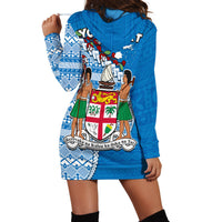 (Custom Personalised) Fiji Hoodie Dress Fijian Drua Mix Tagimaucia Flower Blue Style LT14 - Polynesian Pride