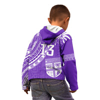 (Custom Text and Number) Fiji Rugby Sevens Hoodie KID Fijian 7s Tapa Polynesian Purple LT13 - Polynesian Pride