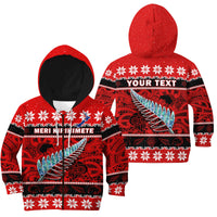 (Custom Personalised) New Zealand Christmas Hoodie KID Paua Shell Silver Fern Meri Kirihimete LT14 - Polynesian Pride