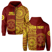 Custom Tonga High School Hoodie Tongan Ngatu Pattern LT14 Zip Hoodie Red - Polynesian Pride