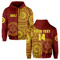 (Custom Text and Number) Tonga High School Hoodie Class of Year Tongan Ngatu Pattern LT14 Zip Hoodie Red - Polynesian Pride