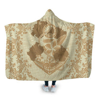 Hawaii Anchor Hibiscus Flower Vintage Hooded Blanket - AH - Beige Hooded Blanket White - Polynesian Pride