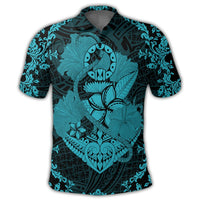 Hawaii Anchor Hibiscus Flower Vintage Polo Shirt Blue - Polynesian Pride