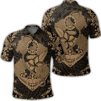 Hawaii Anchor Hibiscus Flower Vintage Polo Shirt Gold Unisex Black - Polynesian Pride
