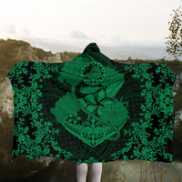 Hawaii Anchor Hibiscus Flower Vintage Hooded Blanket - AH - Green - Polynesian Pride