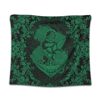 Hawaii Anchor Hibiscus Flower Vintage Tapestry - AH - Green Wall Tapestry Black - Polynesian Pride